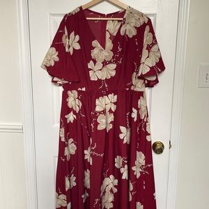Red Floral Maxi Dress
